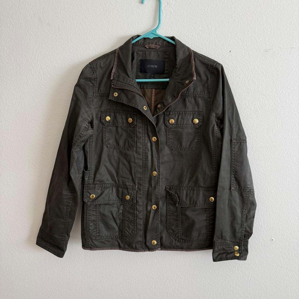J.Crew Downtown Field Jacket Womens S Dark Olive Green Cotton Utility Coat 19034